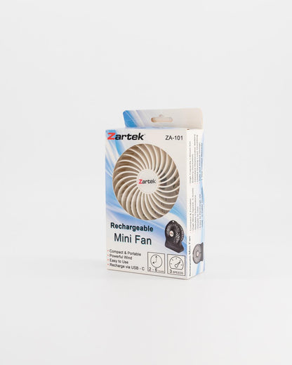 Mini Fan Rechargeable White