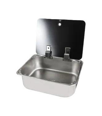 S/Steel sink/glass cover W375 x D300 x H121mm