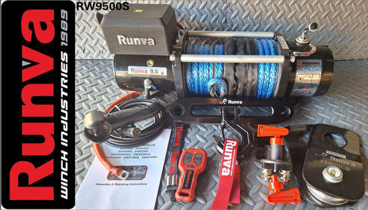 Runva Winch 9500lbs & Synthetic Rope & 2 Remotes